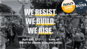 Flyer for Peopleʻs Climate Movement - Kona HI March & Rally